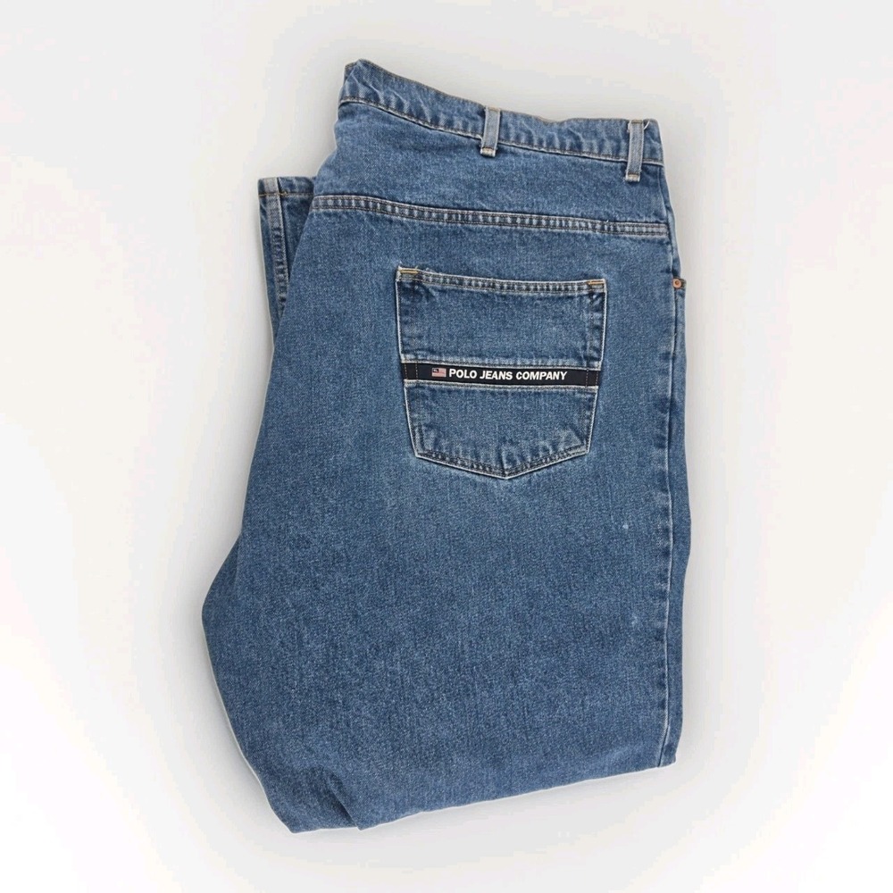 Vintage Y2K Polo Jeans Co Ralph Lauren Mens 48x32 Big Size Baggy Blue Jeans